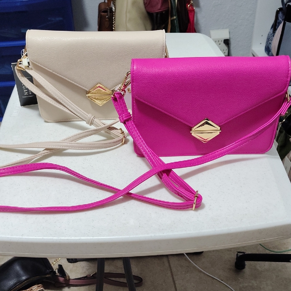 2 Crossbody Purses One Hot Pink And One Tan NWTS